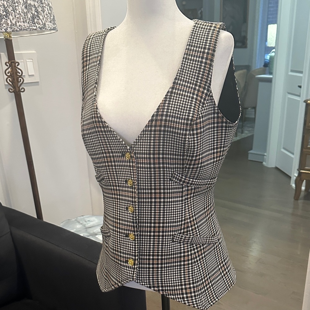 Smythe Black and White Houndstooth Waistcoat